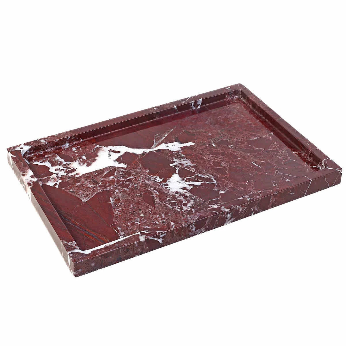 30x20x1.8CM Luxury Calacatta Viola Arabescato Natural Marble Stone Catchall Tray Carving Rectangular Storage Dish Home Decor