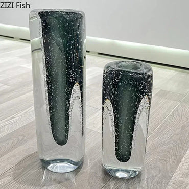 Deep Sea Blue Bubble Glass Vase Hydroponics Flower Pots Desk Decoration Flower Arrangement Floral Vases Modern Home Decor