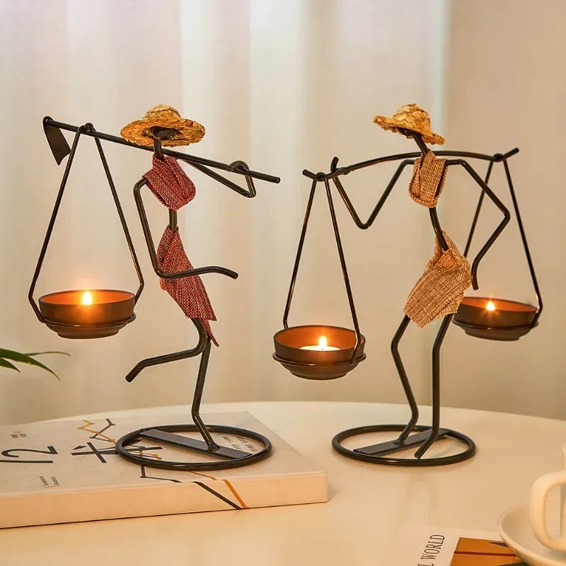 Rustic Wedding Table Centerpiece Decor Living Room Human Figurines Candlestick Gifts Candle Holders Home Decoration Accessories