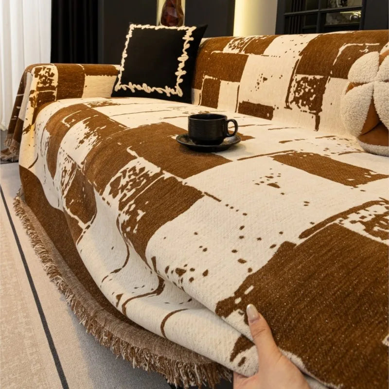 Vintage Chenille Sofa Cover Full Coverage Non-Slip Couch Protector 2025New All-Season Universal Couch Camping Blanket Dust Guard