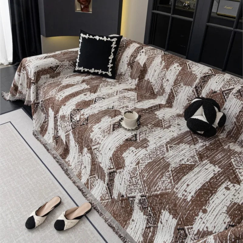 Tie Dying Chenille Sofa Cover Full Coverage Non-Slip Couch Protector 2025 All-Season Universal Couch Camping Blanket Dust Guard