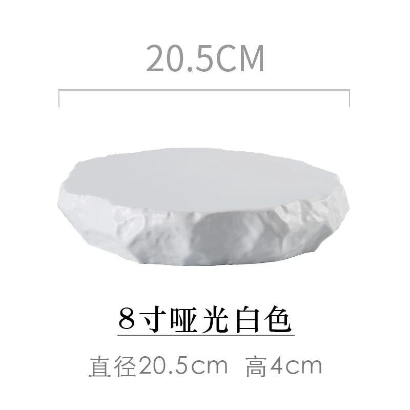 Creative Stone Pattern Ceramic Plate Dishes Western Food Steak Plate Dessert Plate Black and White Gold Special-shaped Tableware