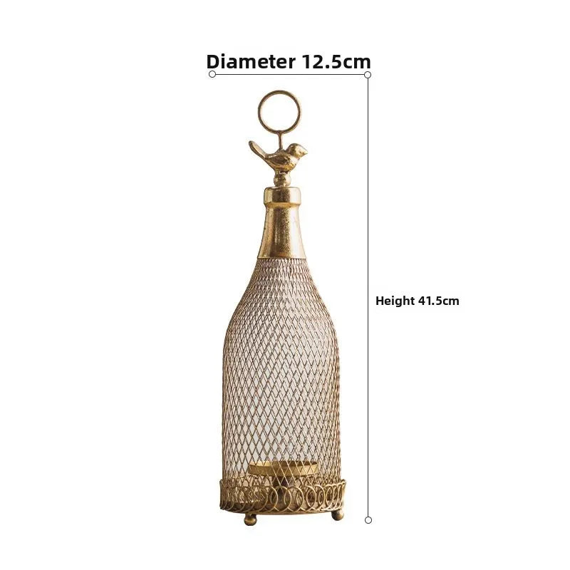 Retro European Candlestick Iron Art Golden Homestay Light Luxury Candlestick Terrace Restaurant Romantic Decoration Ornament