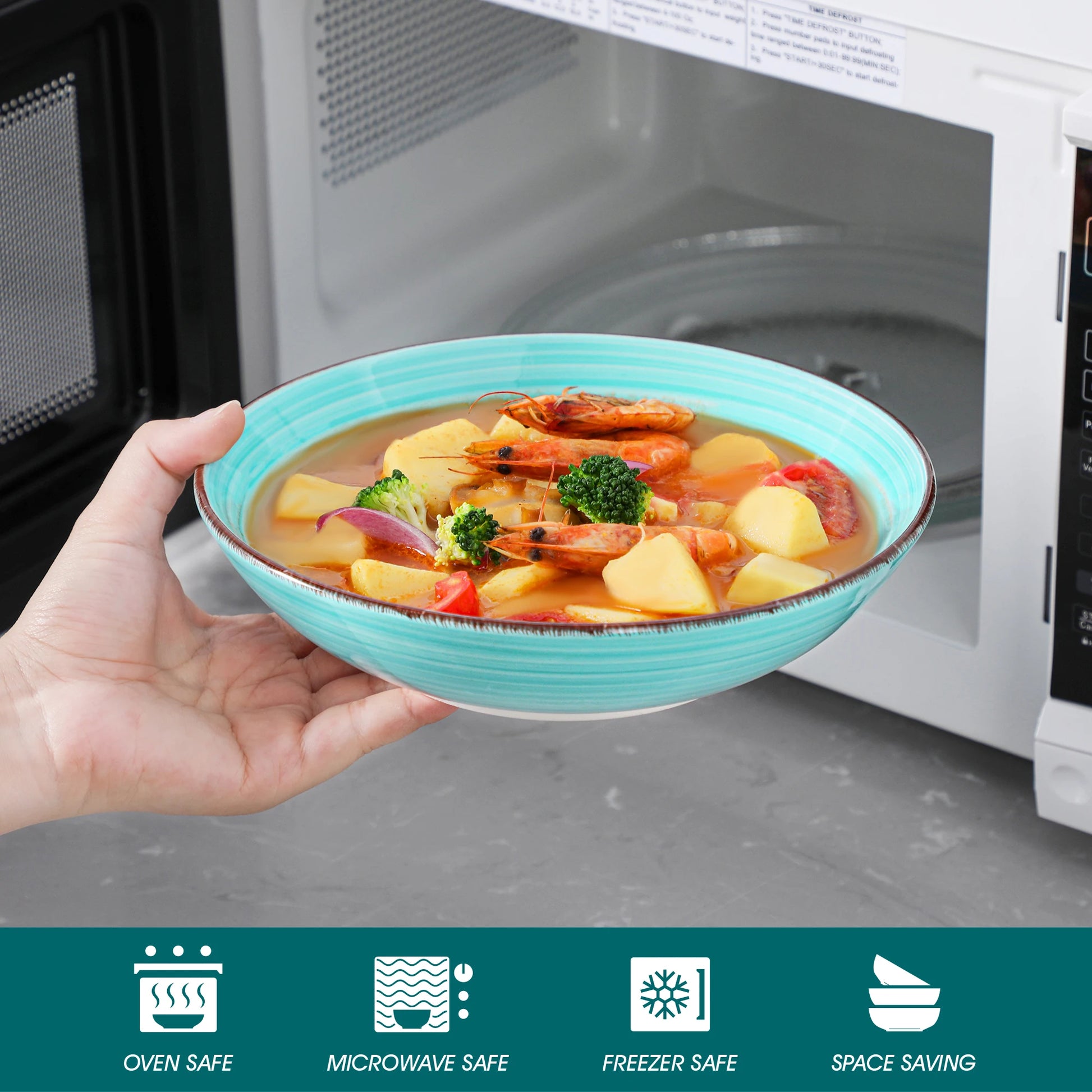 vancasso 12/18/24PCS Curved edge Dinnerware Set Color Handpainted Spirals Pattern 4/6PCS Dinner Plates/Dessert/Bowl/Soup Plates