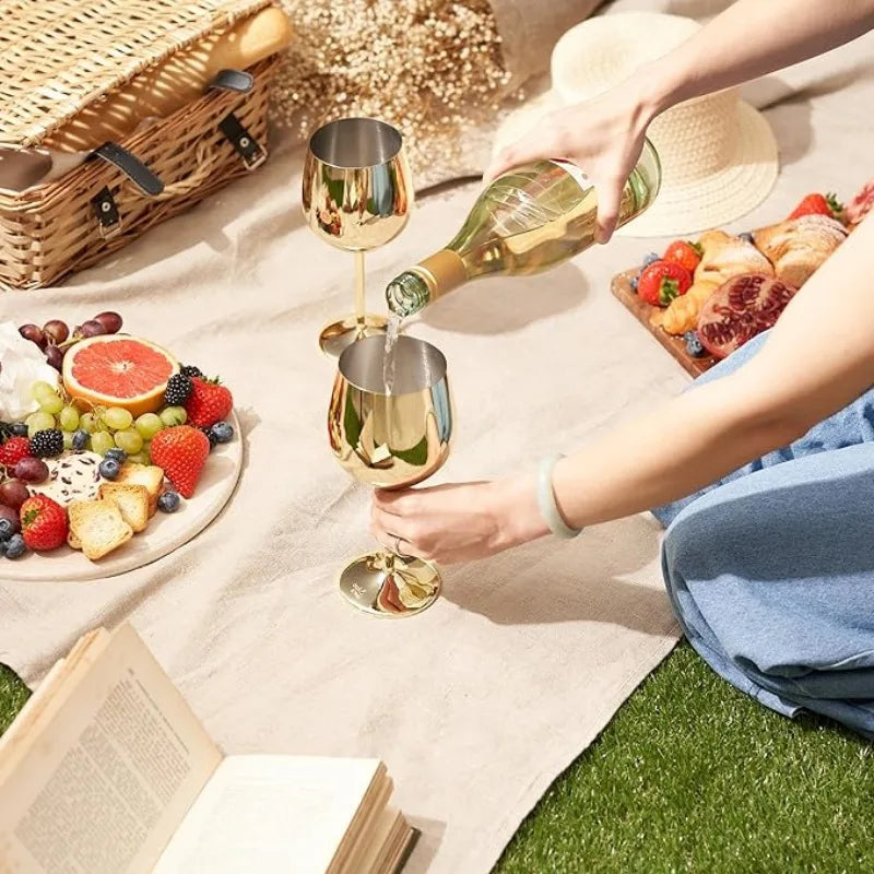 6PCS Stainless Steel Glass Cocktail Creative Metal Wine Glass Bar Restaurant Champagne Red Wine Glass Drinkware Barware Cup