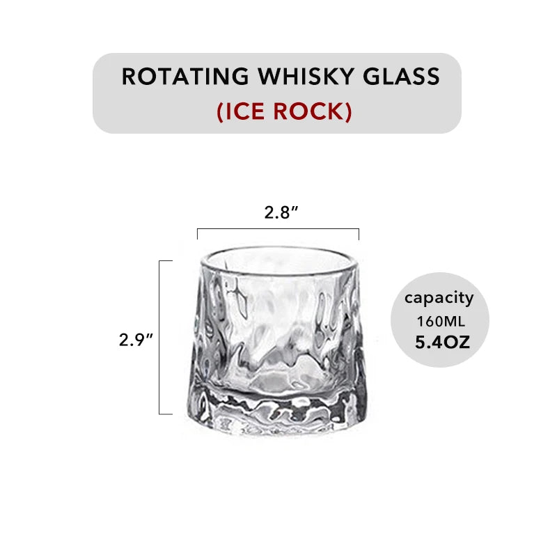 Spinning Whiskey Glass Whiskey Tumblers, Old Fashioned Scotch & Bourbon Glasses,Whisky Brandy Cups for Home Party Wine Glass
