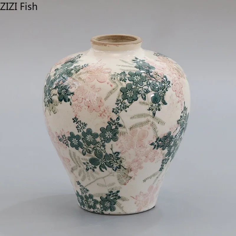 Creative Cracked Texture Vase Blue and White Porcelain Flower Pot Table Decoration Flower Arrangement Vases Room Aesthetic Decor