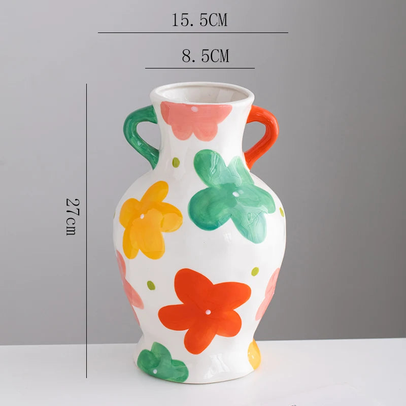 Aesthetic Ceramique Blanc Vase Rustic Kawaii Modern Minimalist Vase Bedroom Ornaments Vasi Per Fiori Home Decoration Living Room
