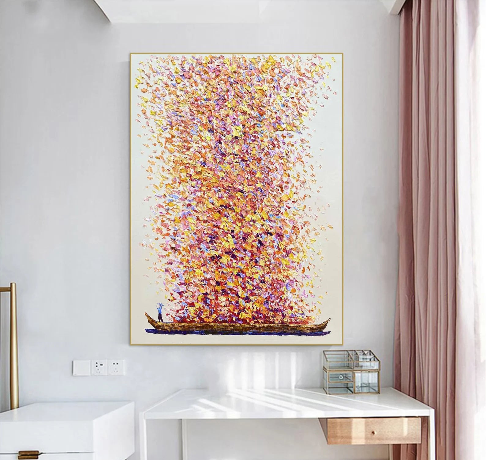 Thick Texture Fishing Landscape Picture Wall Art 100% Handmade Modern Abstract Oil Painting Canvas Art Home Decoration Unframed