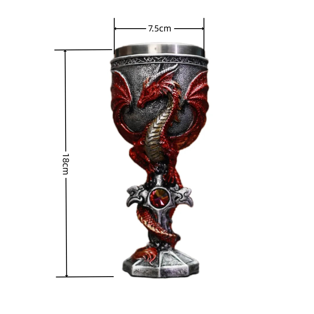 Cross Gem Dragon Wine Glass Medieval Resin Stainless Steel Goblet Chalice Cocktail Glasses Whiskey Cup Champagne Cups Drinkware