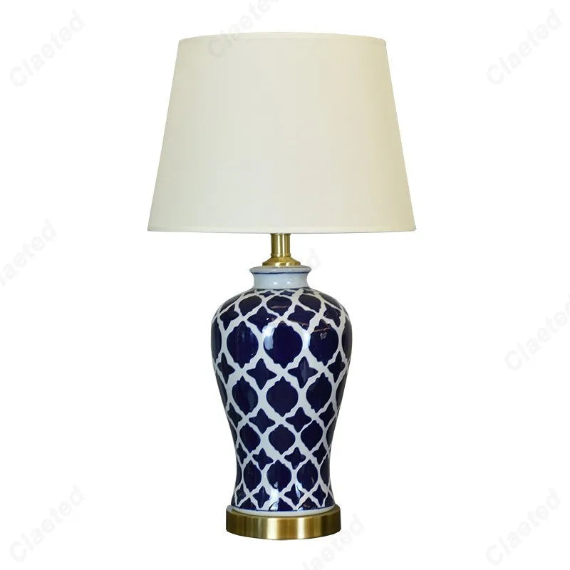 American Retro Simple LED Blue and White Ceramic Wall Lamp Living Room Bedroom Bedside Decorative Lighting