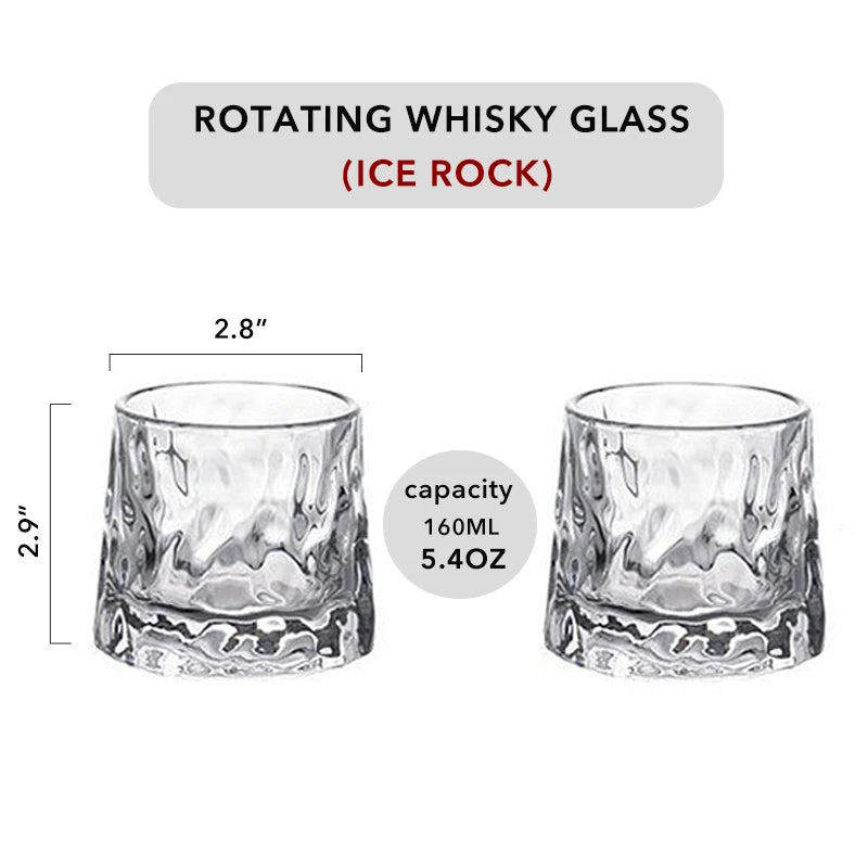 Spinning Whiskey Glass Whiskey Tumblers, Old Fashioned Scotch & Bourbon Glasses,Whisky Brandy Cups for Home Party Wine Glass