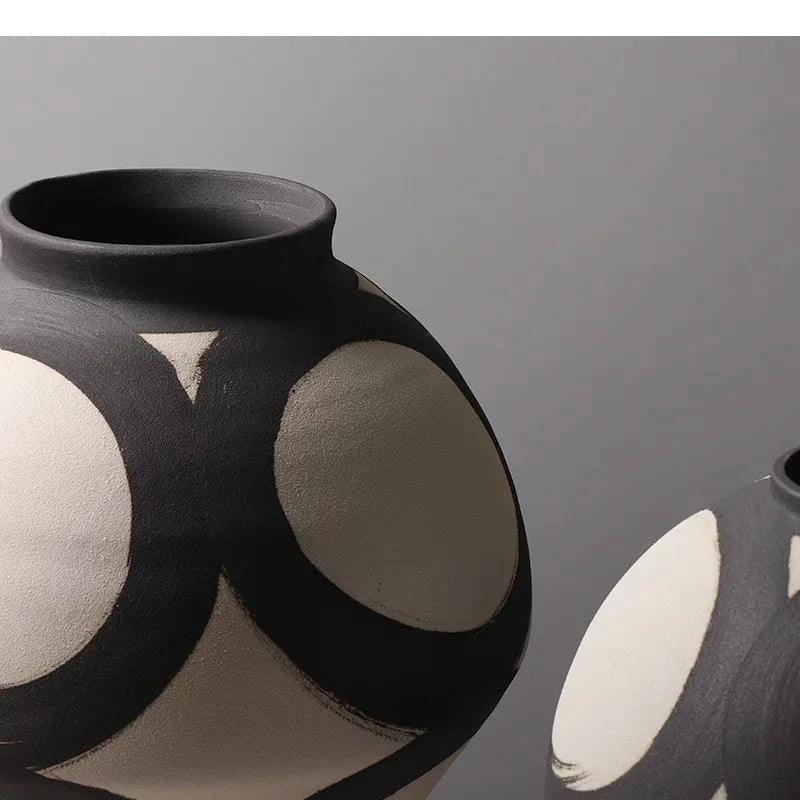 Hand Painted Ceramic Vase Living Room Tabletop Flower Ware Decoration Frosted Arrangement Home