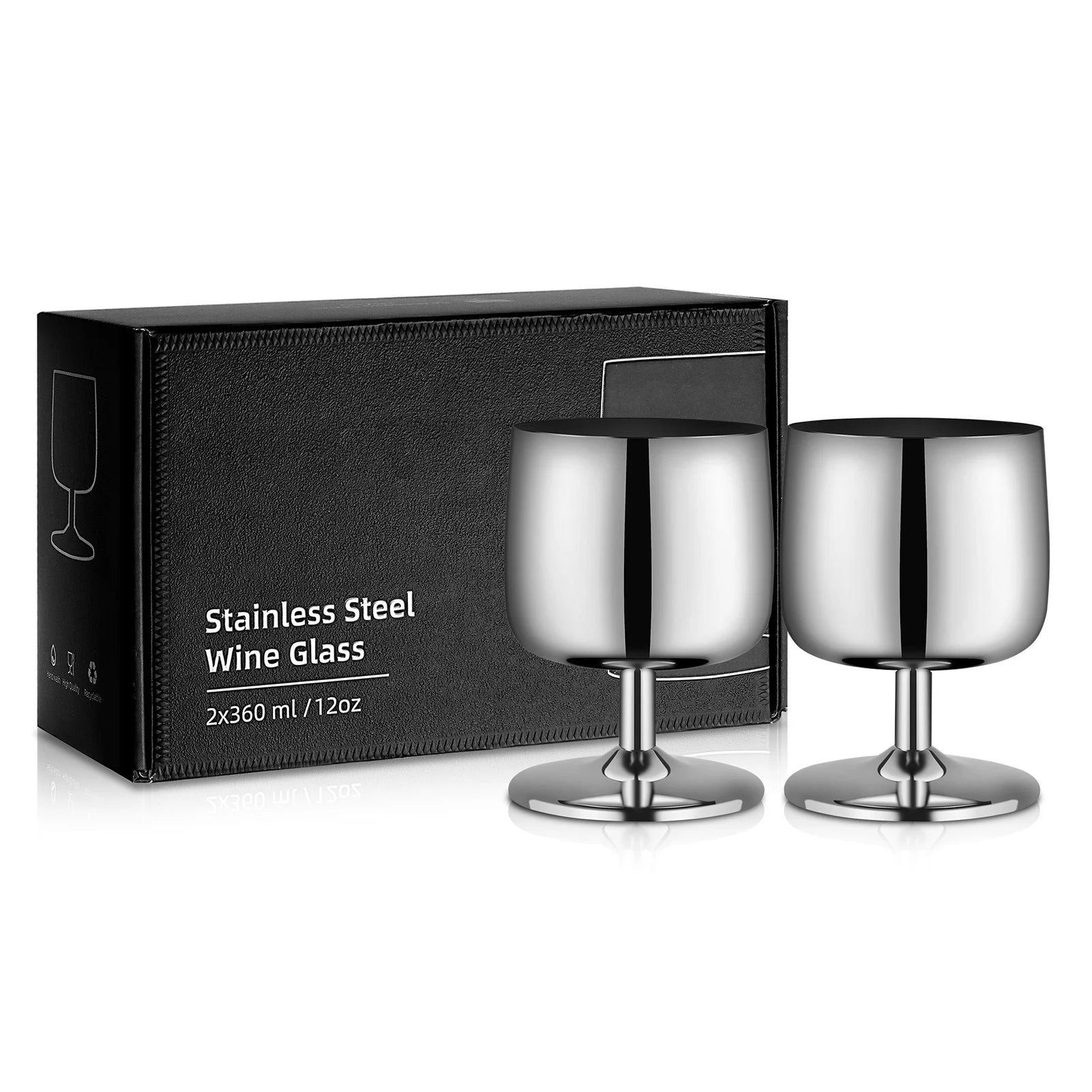 Stainless Steel Wine Glass Stainless Steel Stemmed Goblets Drinkware For Outdoor Party Wedding