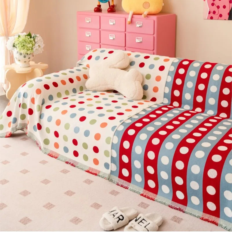 Dopamine Dots Sofa Cover Luxury Cat-Proof Couch Protector All-Season Stretchable Sofa Slipcover for Women Home Decor Living Room