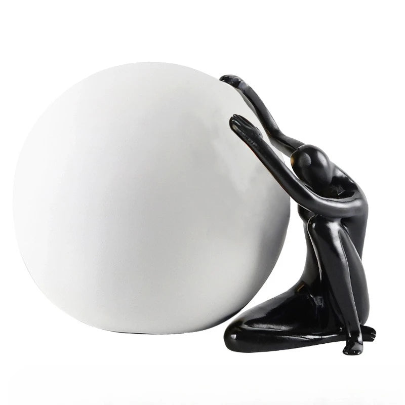 Holding Ball Sculptures Nordic Figurines Creative Modern Figure Sculpture Luxury Aesthetic Figurine Living Room Decorations