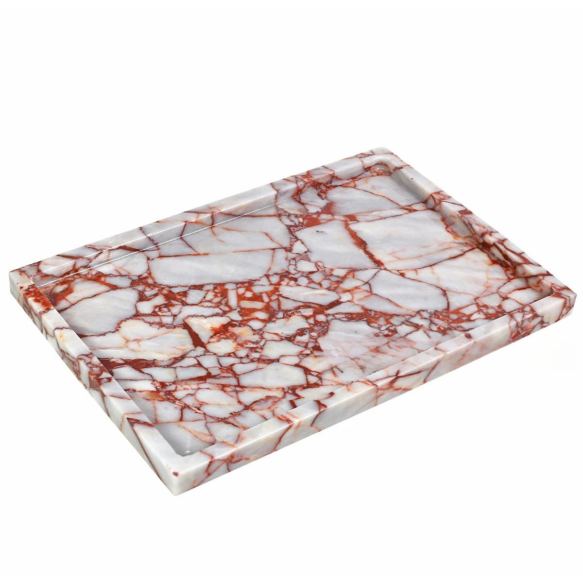 30x20x1.8CM Luxury Calacatta Viola Arabescato Natural Marble Stone Catchall Tray Carving Rectangular Storage Dish Home Decor