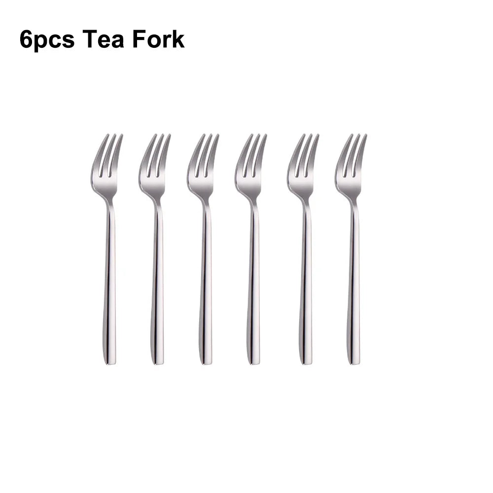 6/16/20/24/28Pcs Cutlery Set Stainless Steel 304 Tableware Mirror Sliver Dinner Set Western Knife Fork Spoon Elegant Flatware