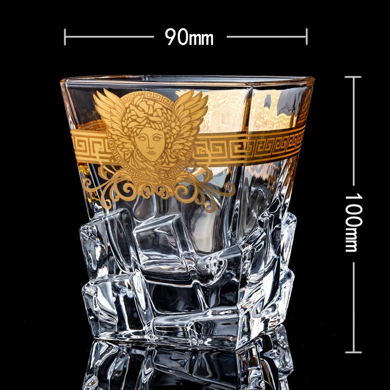 Painted Gold Glass Whisky Medusa Head Wine Glass Cup Foreign Wine Glass Multi-function Beer Glass Water Glass