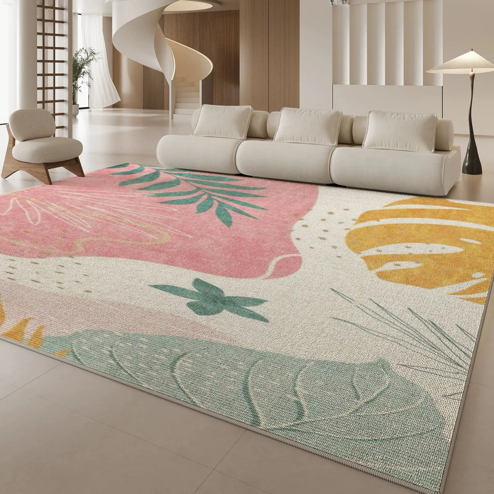 VIKAMA Crush Resistant Loop Pile Area Rug Modern Classic Oversized Carpet for Living Room Sofa and Bedroom Floor Plush Home Deco