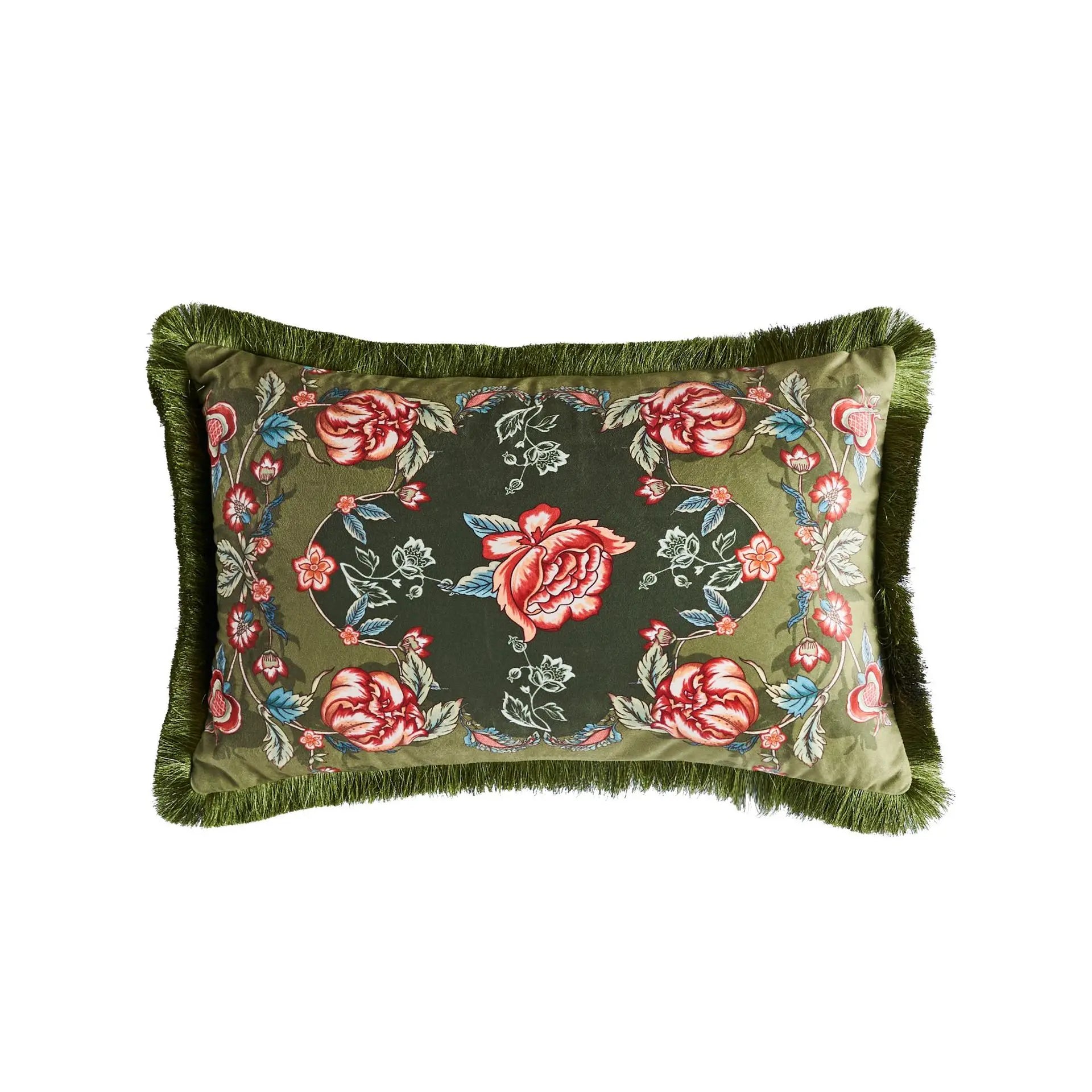 American Retro Tassel Pillowcase, Plant Flower Office Sofa, Bedside Decorative Cushion Cover