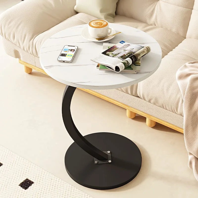 Round Edge Coffee Table with Double Shelf – view 9, modern home furniture