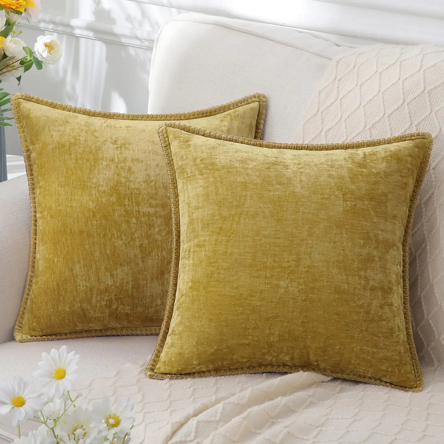 Blue Chenille Cushion Cover 45x45 Pillow Cover 30x50cm Sofa Decorative Throw Pillow Case Soft Luxury For Living Room Sofa Decor