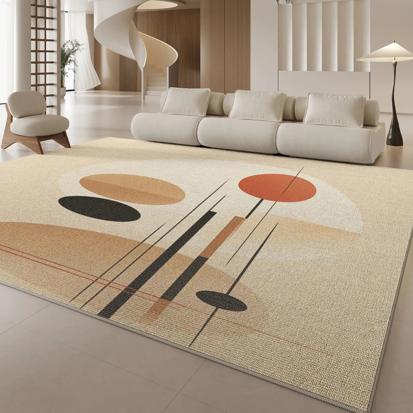 VIKAMA Crush Resistant Loop Pile Area Rug Modern Classic Oversized Carpet for Living Room Sofa and Bedroom Floor Plush Home Deco