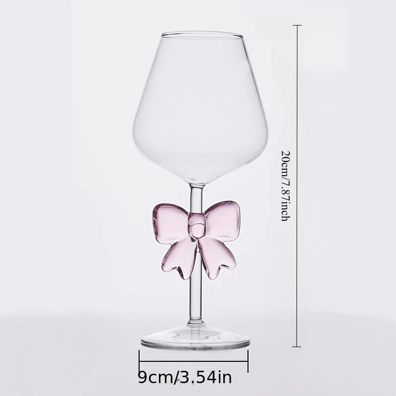 Pink Bow Glass Decor Glass Cup Goblet Bow Handle Glasses Heat-resistant High Borosilicate Dessert Ice Cream Bowl Festival Gifts