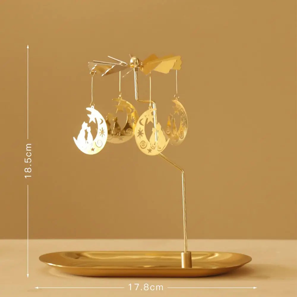 Romantic Gold Color Rotating Candle Holder Metal Tealight Candlestick Holder Wedding Party Home Decoration