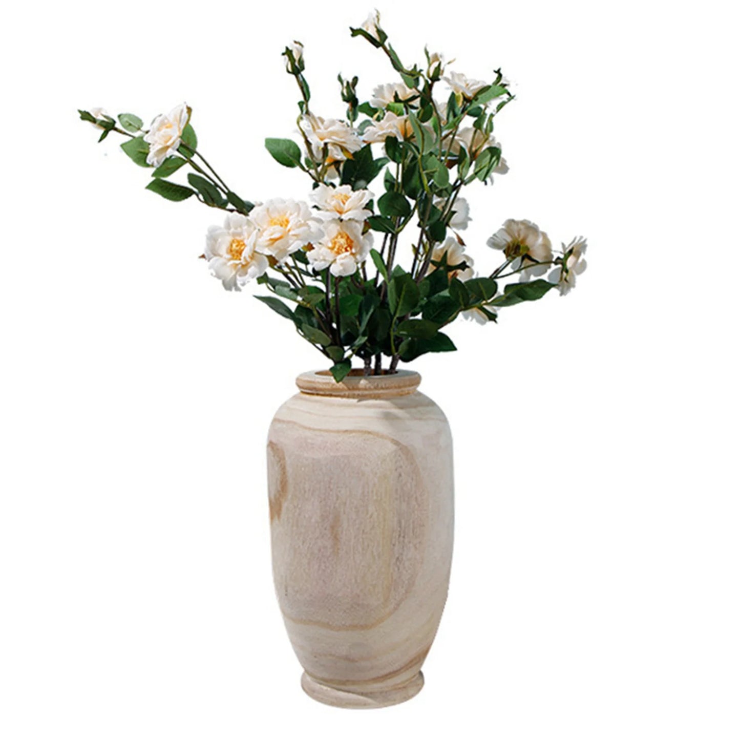 ABYN-2X Wooden Vase Decoration Living Room Table Solid Wood Ware Flower Bottle Ornament Home Decoration