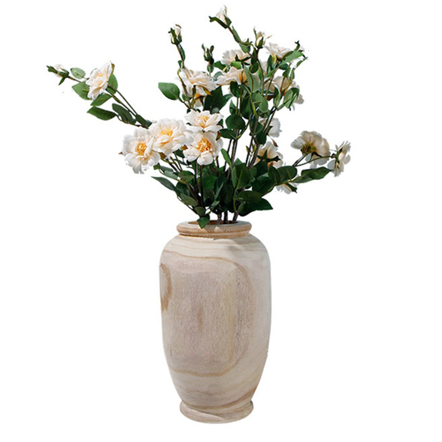 ABYN-2X Wooden Vase Decoration Living Room Table Solid Wood Ware Flower Bottle Ornament Home Decoration