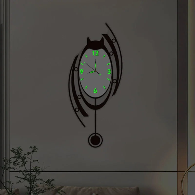 Large Acrylic Wall Clocks Luminous Silent Modern Art Clocks Wall Luxury Nordic Aesthetic Watches Elegant Clock Living Room
