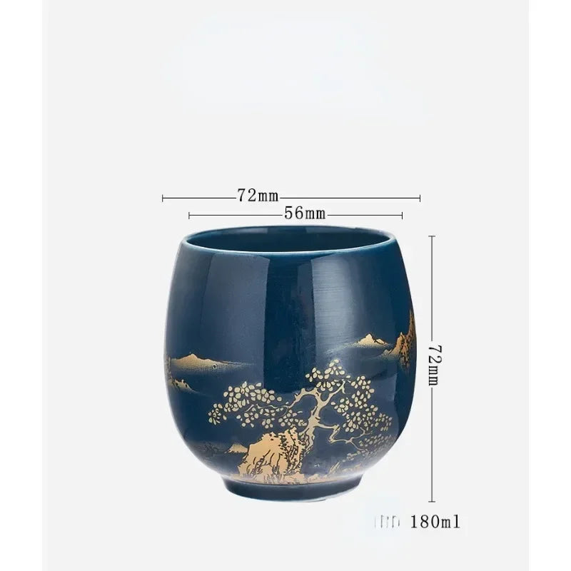 Ceramic Teacup, Jilan, Japanese-style Simple Master Cup, Large Black Glaze, Household Kung Fu Tea Set, Single Cup, Tea Cup