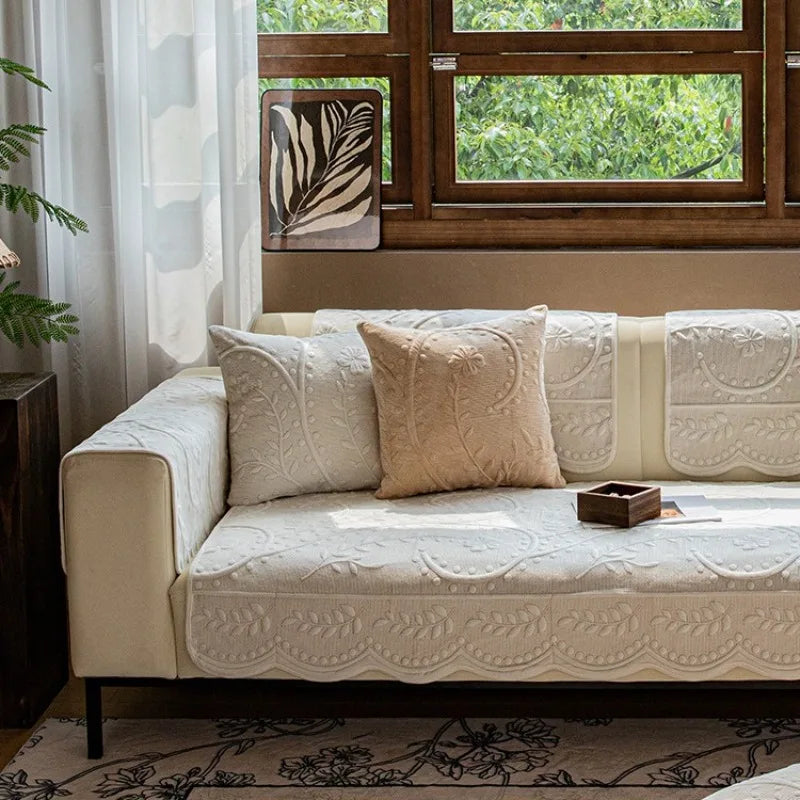 EIFLOY French Vintage Velvet  L Shape Sofa Cover, 3 Seater, Soft Plush Couch Slip Covers, Non Slip Quilted Furniture Protectors