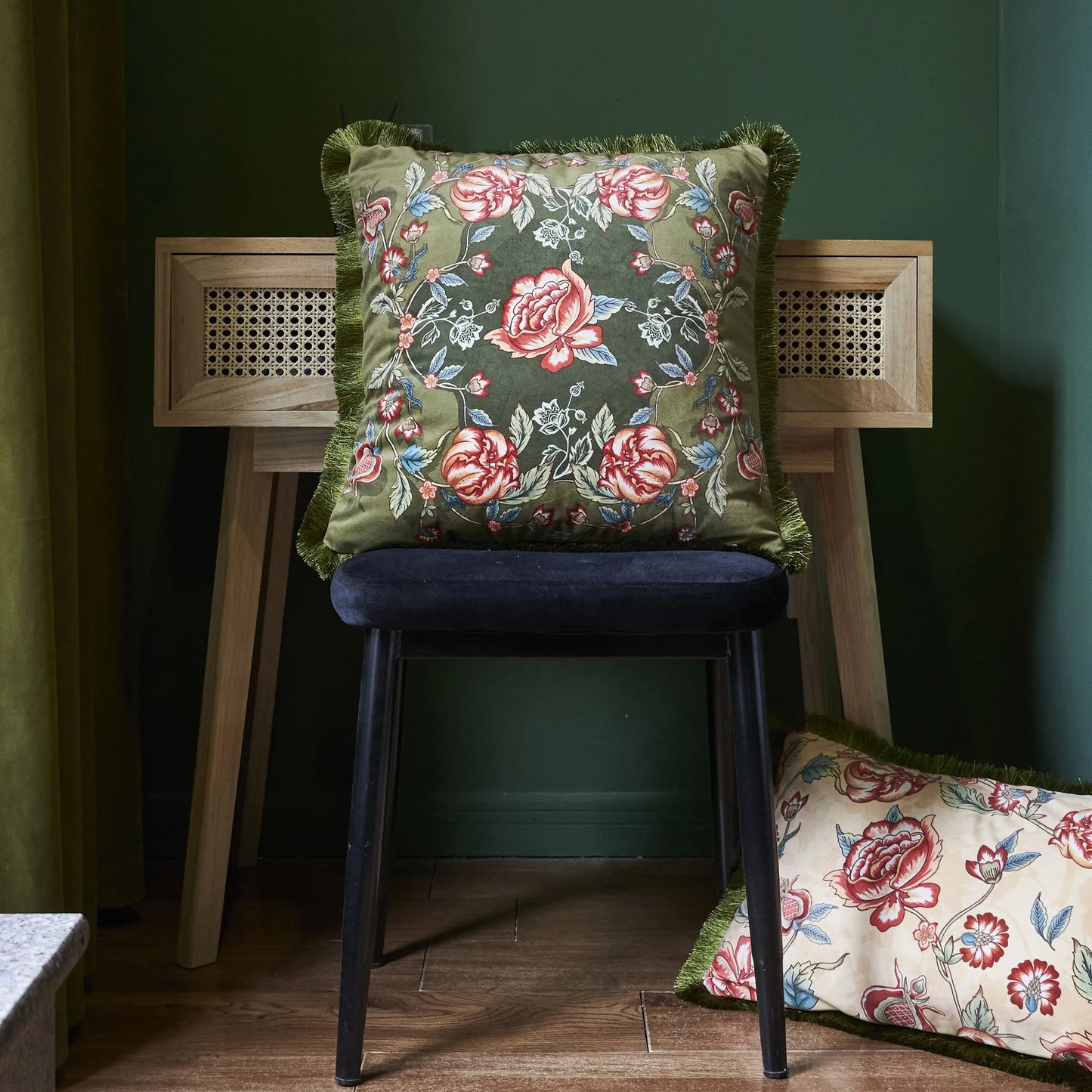 American Retro Tassel Pillowcase, Plant Flower Office Sofa, Bedside Decorative Cushion Cover