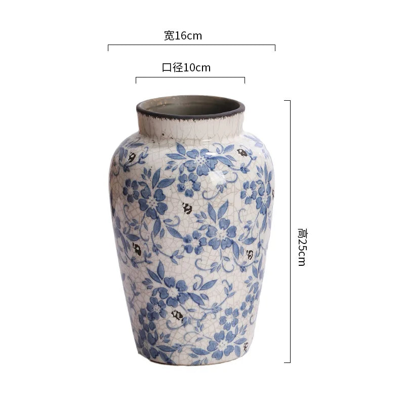 Blue And White Porcelain Vases Flower Arrangements Living Room Decorations Chinese Style Ceramic Home Decoration Retro Porcelain