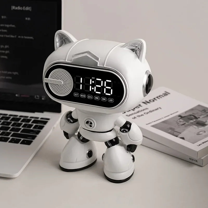 Led Nixie Table Clocks Charging Model Bluetooth Night Radio Art Alarm Clocks Cat Luxury Digital Clock Desktop Clock Decoration