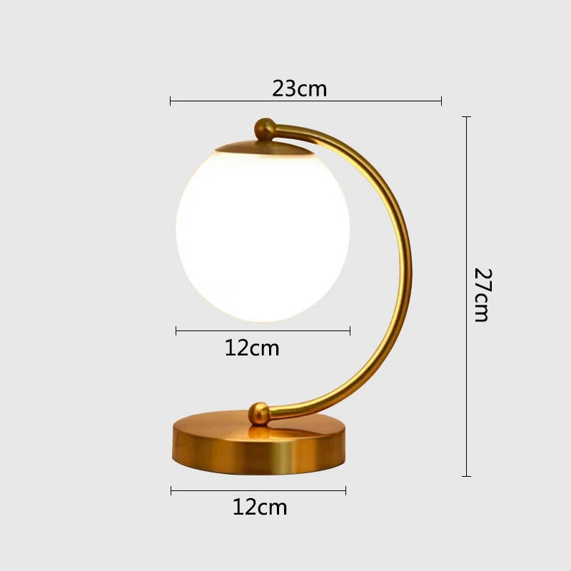Nordic Brass Ring Glass Ball Table Lamp Modern Led Living Room Bedroom Hotel Home Decor Desk Lamp Eye Protection lamp