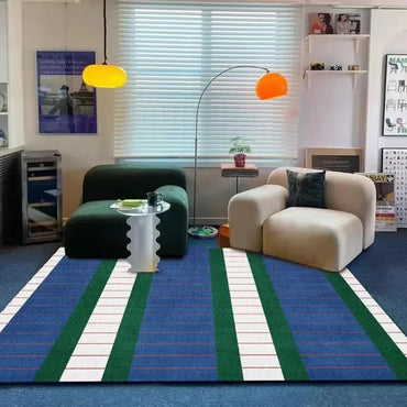 Living Room Carpet Creative Design French Retro Blue Striped Bedroom Bedside Rug Light Luxury High-end Coffee Table Mat Ковер 카펫