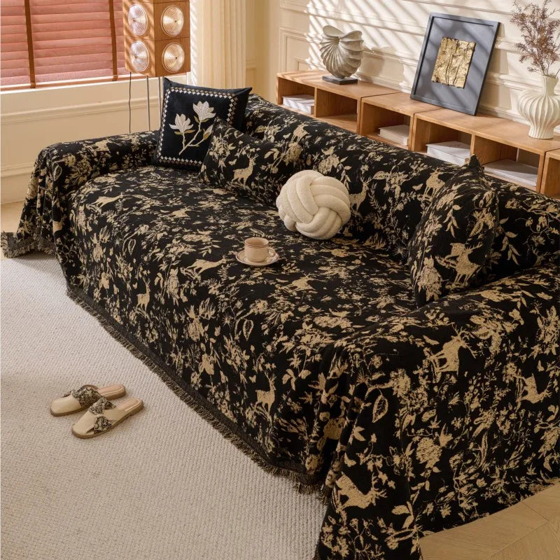 25 All-Season Chenille Sofa Cover Slipcover Cat Scratch Resistant Dustproof Sofa Cushion Universal Flower Sofa Blanket Protector