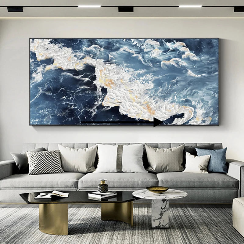 Abstract Oil Painting On Canvas Wall Art, 3D Texture, Seascape Painting, Modern Art, No Framed, Home Decoration For Living Room