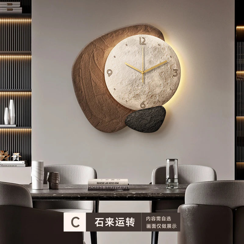 Restaurant clock wall decoration painting creative 3D high-end feeling living room clock table wall clock