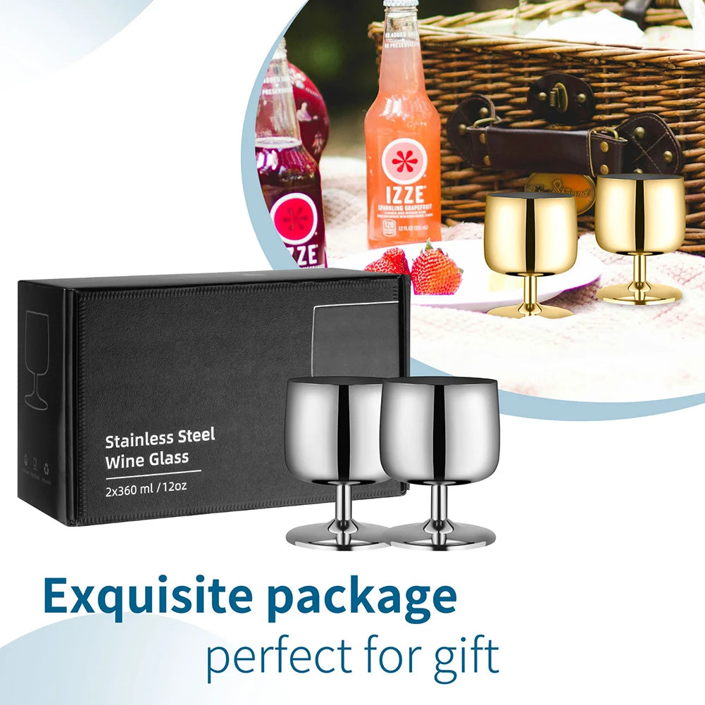 Stainless Steel Wine Glass Stainless Steel Stemmed Goblets Drinkware For Outdoor Party Wedding