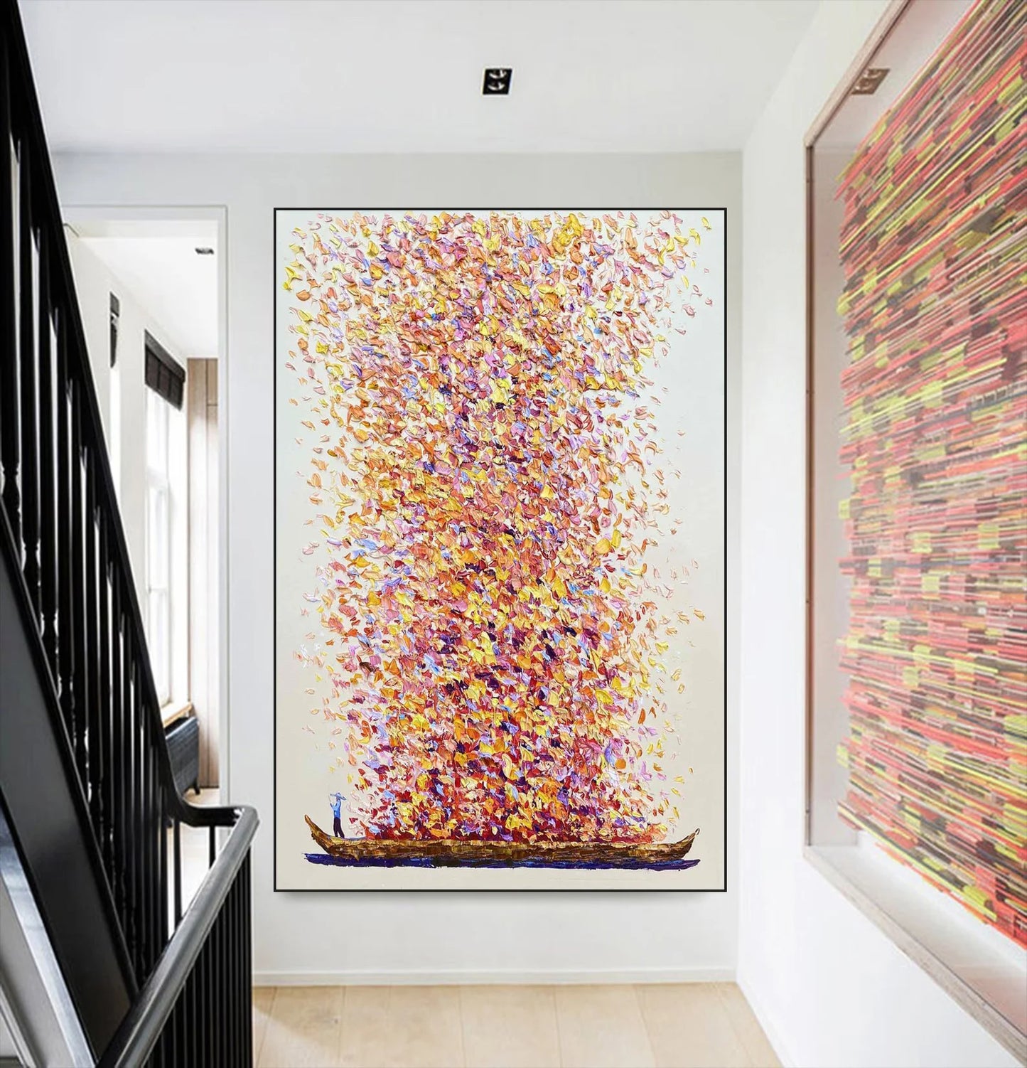 Thick Texture Fishing Landscape Picture Wall Art 100% Handmade Modern Abstract Oil Painting Canvas Art Home Decoration Unframed