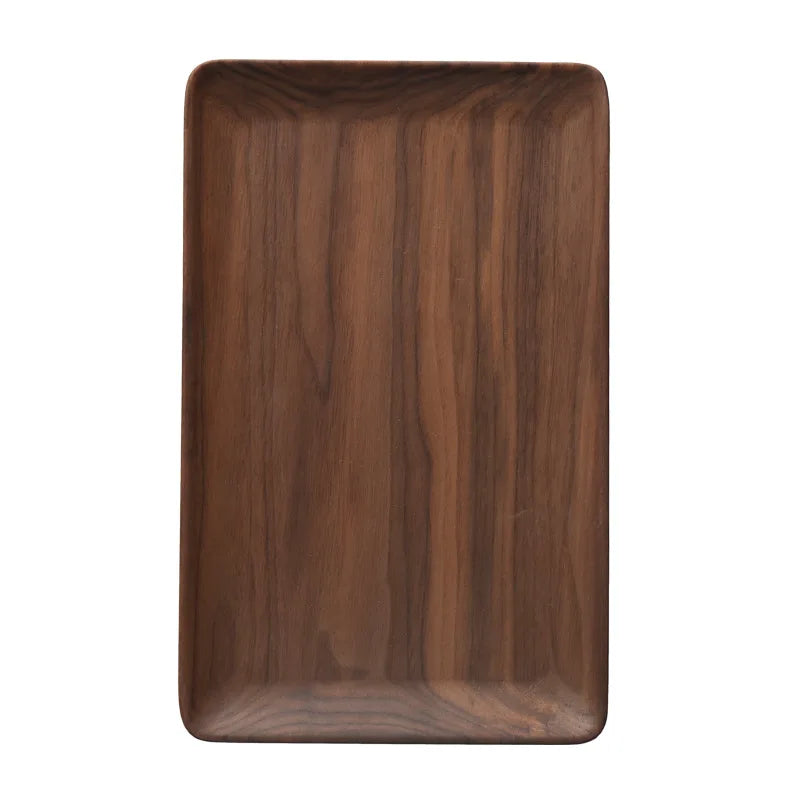 HeMu Black Walnut Whole Wood Rectangular Fruit Tray Living Room Tea Room Reception Snack Plate Restaurant Coffee Shop Service Tr