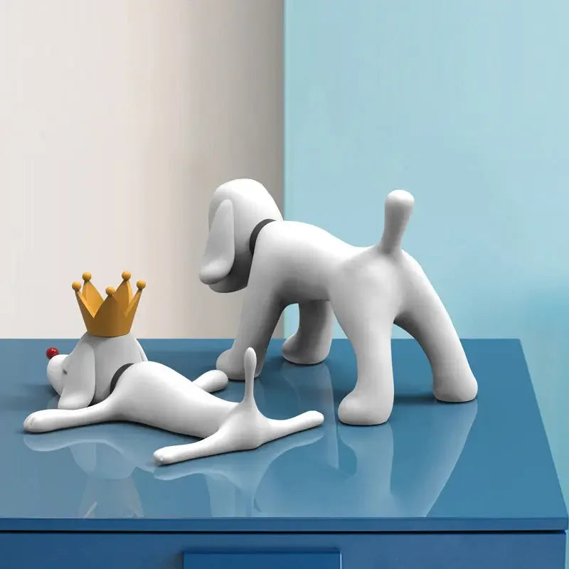 Creative Dog Figurines Art Modern Nordic Miniatures Sculpture Aesthetic Elegant Sculptures Lonesome Dog Figurine Table Decor