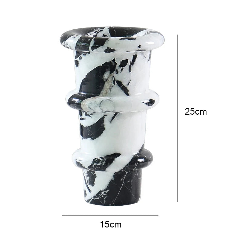 Noir Grand Antique Marble Vase for Living Room Kitchen Bedroom Bathroom Modern Flower Vase for Mantel Entryway Dining Table