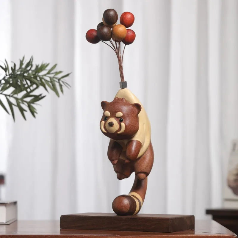 Wooden Ornaments Creative Magnetic Attraction Bear Figurines Room Miniature Desk Accessories Modern Home Decorations Funny Gifts
