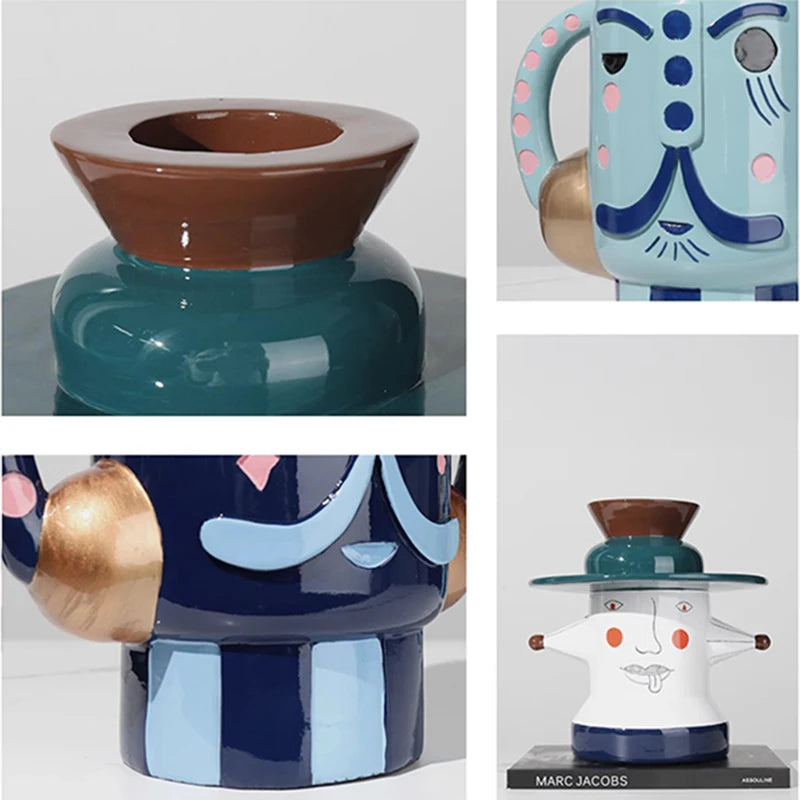 Abstract Character Vase Unique Design Decoration Vases Living Room Dried Flowers Terrarium Elegant Interior Desktop Ornaments